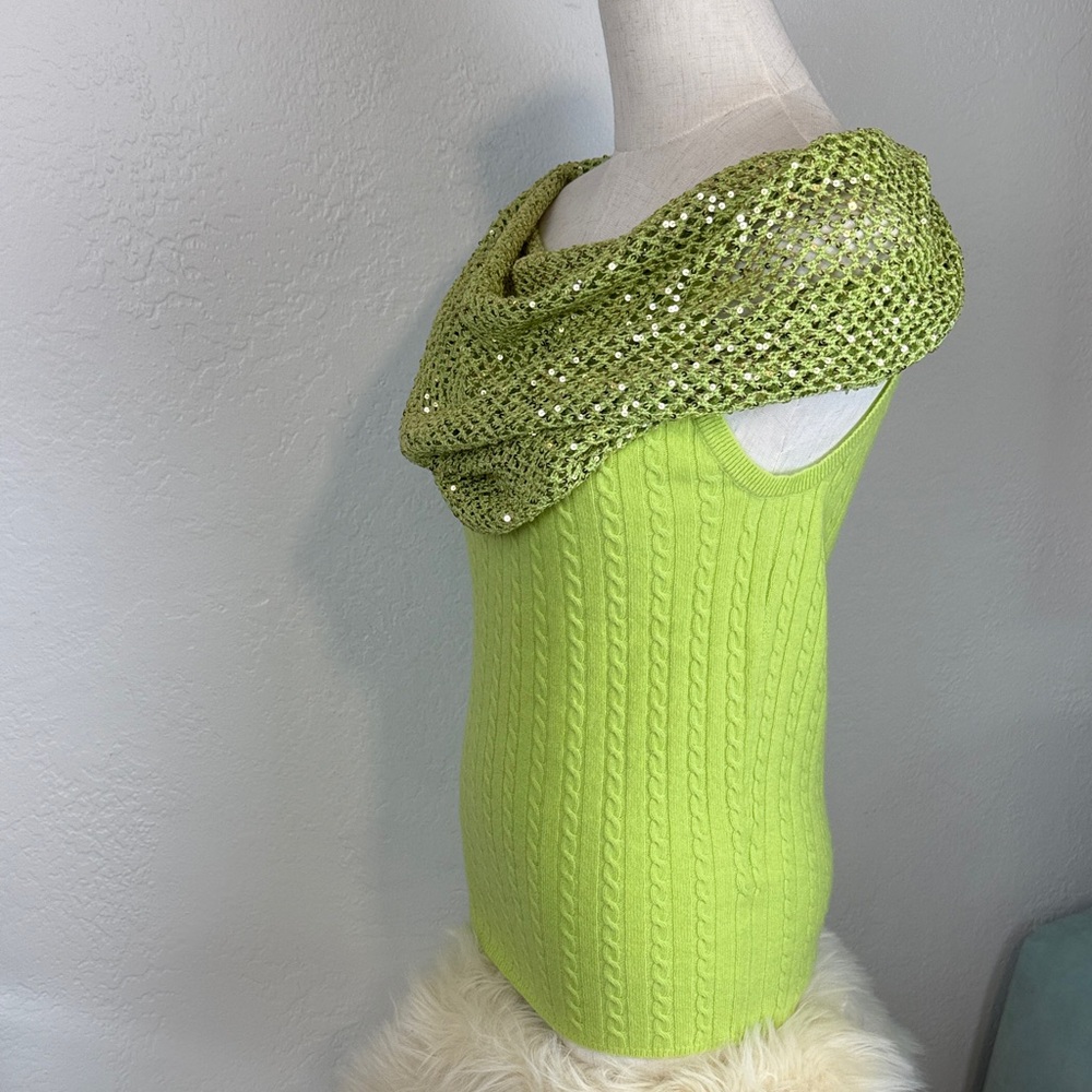 Vintage IISLI New York 100% Cashmere Multi-Way Sequin Hooded Cowl Sweater Sz:Sm